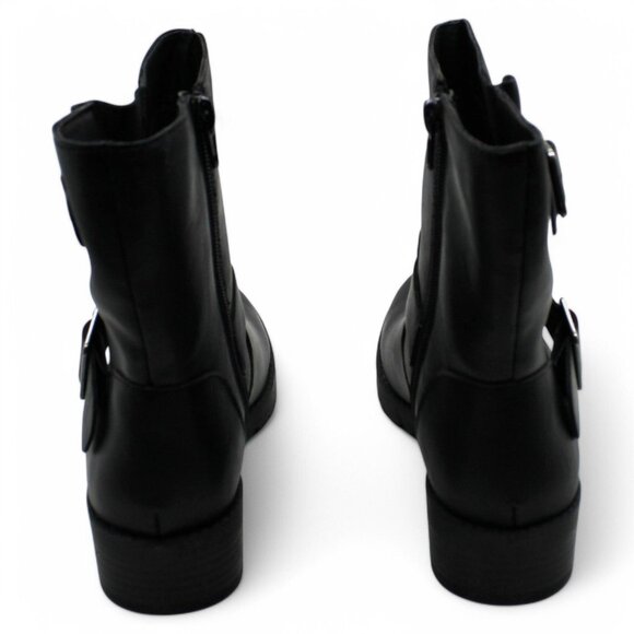 Style Company Womens Black Double Strap Motorcycle Buckle Accent Comfort Gianara - Picture 8 of 8